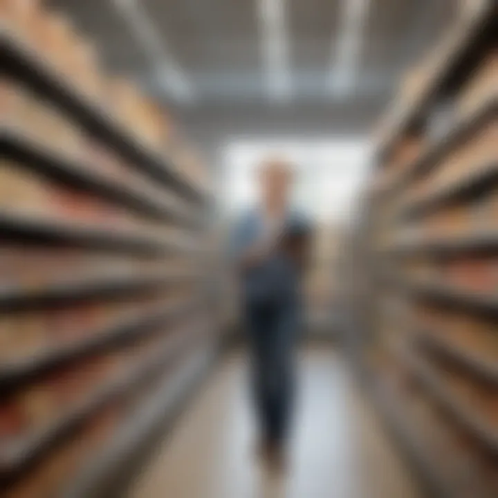 An illustration of a customer retrieving an online order at a retail store