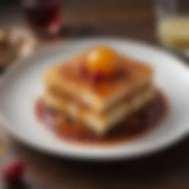 Gastronomic Delicacy with Syrup Alcohol A beautifully arranged dessert infused with syrup alcohol