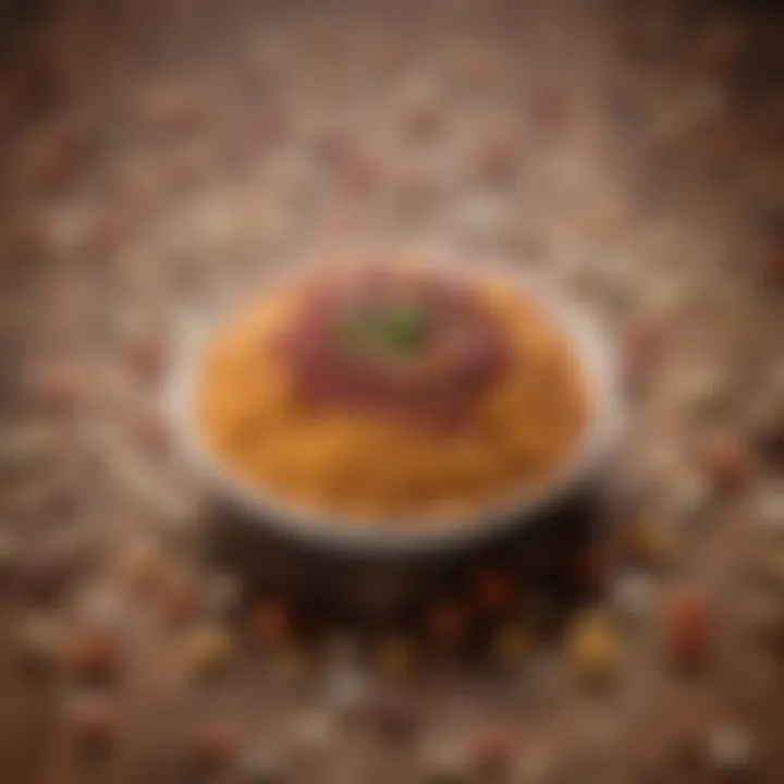 An array of colorful legumes and grains served in an elegant manner.