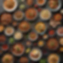 A vibrant spread of diverse protein-rich dishes showcasing various cuisines.