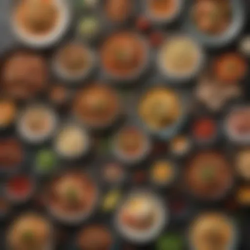 A vibrant spread of diverse protein-rich dishes showcasing various cuisines.
