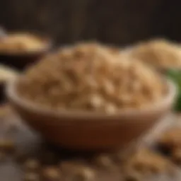 Textured vegetable protein in a wooden bowl