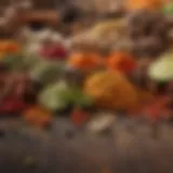 A vibrant assortment of spices and herbs used for beer can seasoning