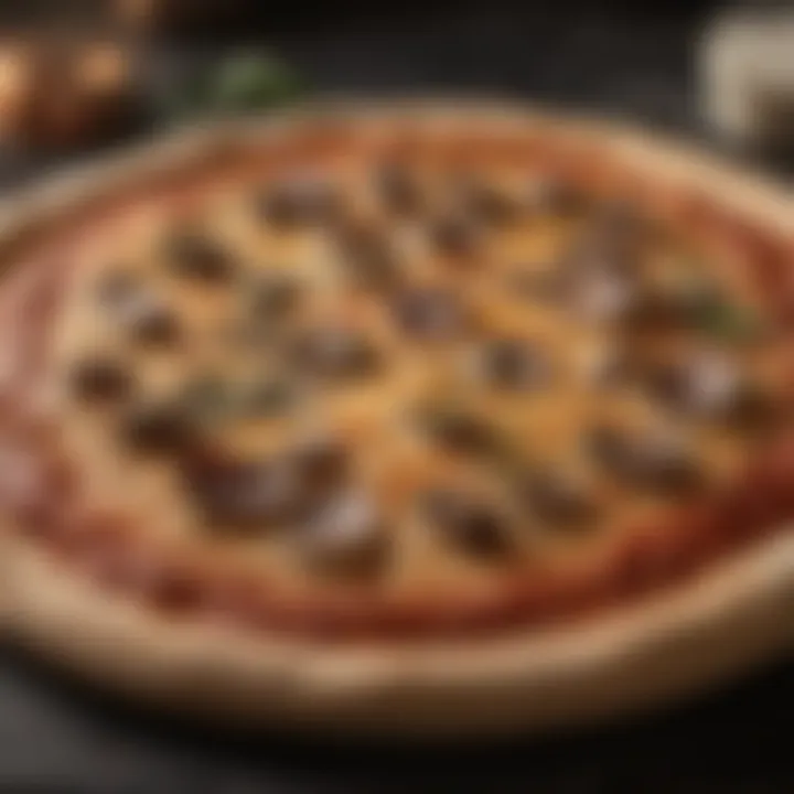 Freshly made pizza crust ready for toppings, displaying its texture and color.