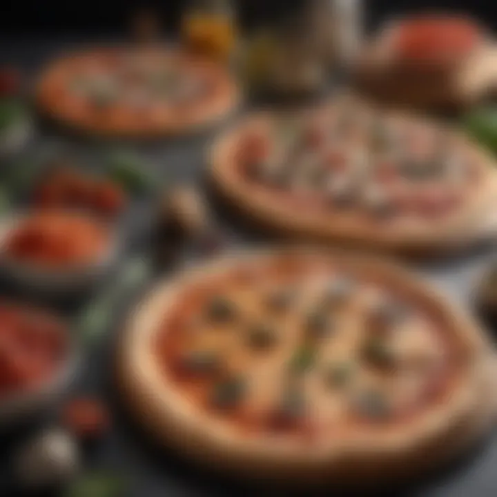 A selection of high-quality ingredients laid out for pizza assembly.