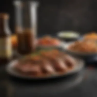 Flavorful Marinades and Injectors An array of flavorful marinades and injectors ready for use.