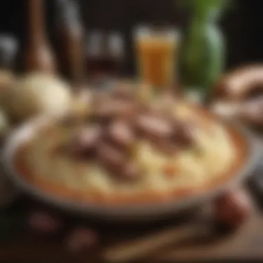 A beautifully arranged dish featuring sauerkraut and sausage harmoniously combined