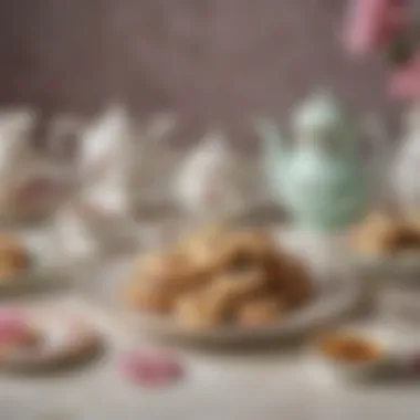 A Beautiful Arrangement of Tea Party Cookies Elegant display of assorted tea party cookies on a delicate porcelain plate