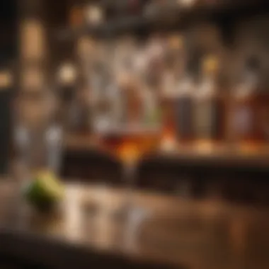 A beautifully crafted whiskey cocktail on a bar counter