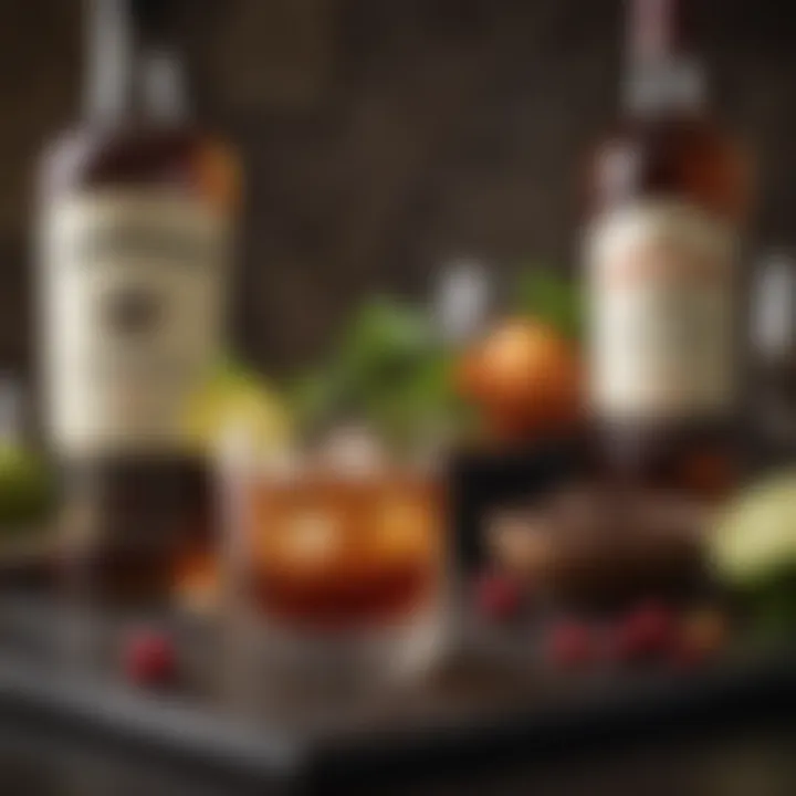 An array of fresh ingredients for whiskey drinks