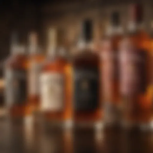 A collection of premium whiskey bottles