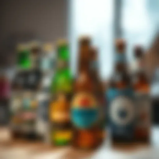 Diverse Collection of Alcohol-Free Beers A selection of different alcohol-free beer bottles with vibrant labels