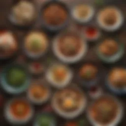 A vibrant spread of traditional Asian dishes showcasing diverse flavors