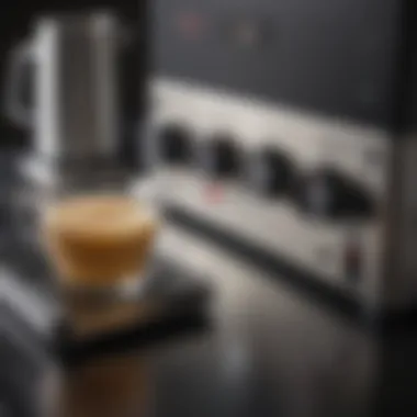 Close-up of control panel on an auto shut off coffee maker