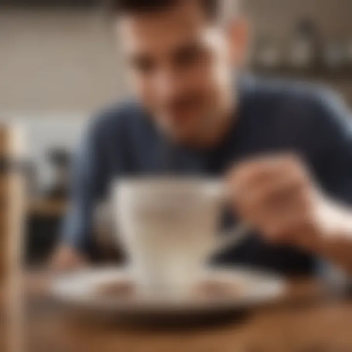 User enjoying a freshly brewed cup of coffee