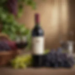 Elegant bottle of Cabernet Sauvignon surrounded by grapes