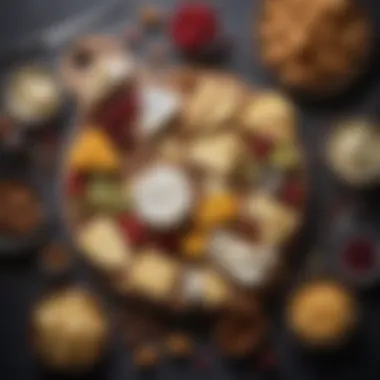 A gourmet cheese board with various pairings