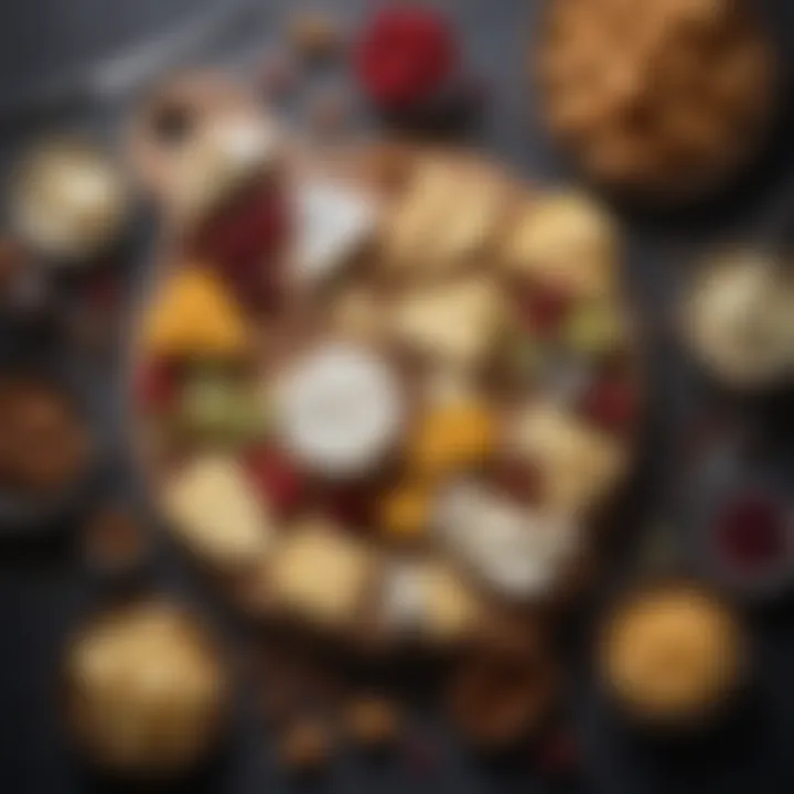 A gourmet cheese board with various pairings