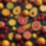 A vibrant assortment of seasonal fruits displayed artistically