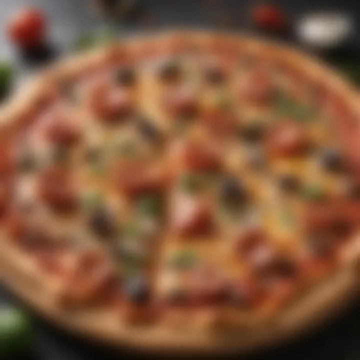 A freshly baked gluten-free pizza topped with vibrant ingredients
