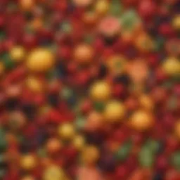 Vibrant array of fresh fruits and vegetables showcasing their natural colors and textures