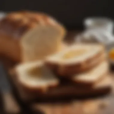 Sliced low carb bread on a wooden board