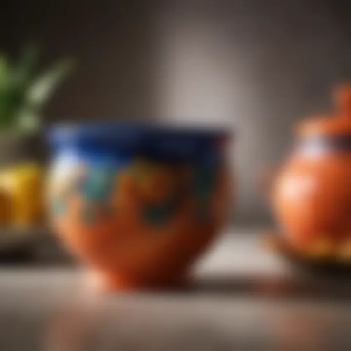 Elegant ceramic pot showcasing vibrant colors