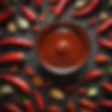 A vibrant array of spicy BBQ sauce ingredients including chilies, garlic, and spices