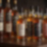 A selection of premium whisky bottles on display