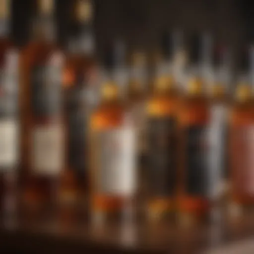 A selection of premium whisky bottles on display