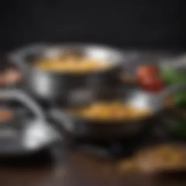 Durability of Calphalon Cookware Materials Close-up of Calphalon cookware materials emphasizing durability