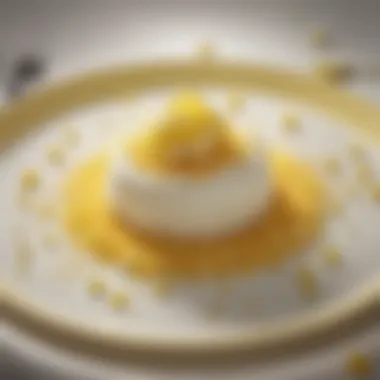 Close-up of lemon sprinkles enhancing a dessert plate