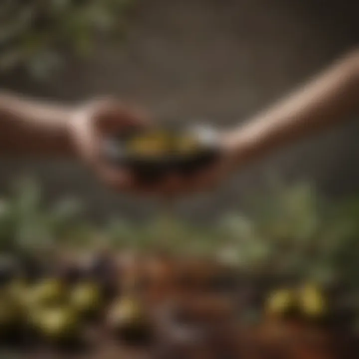 A close-up of olives and the extraction process highlighting the vibrant color of fresh jaitun oil.