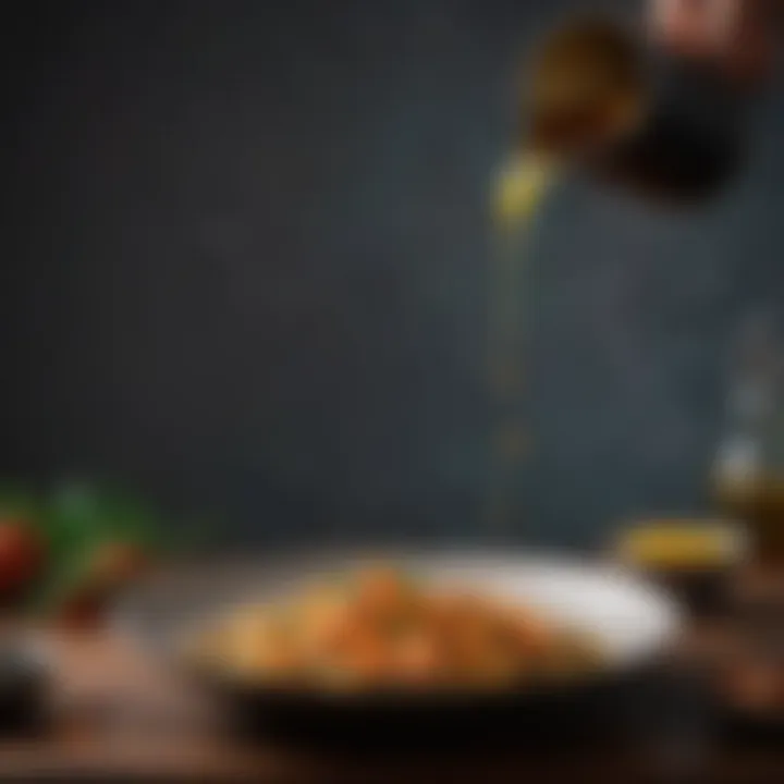 A beautifully arranged dish drizzled with jaitun oil, emphasizing its culinary application.
