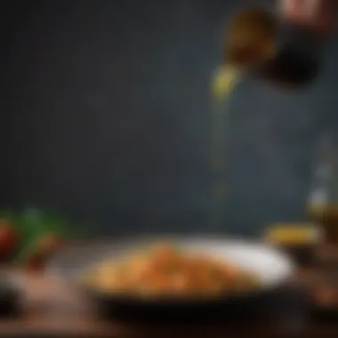 Culinary Application of Jaitun Oil A beautifully arranged dish drizzled with jaitun oil, emphasizing its culinary application.