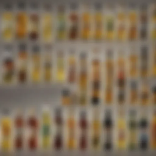 A collection of various jaitun oil bottles showcasing different types and flavors.