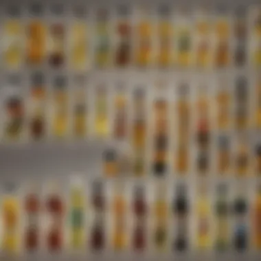 Diversity of Jaitun Oil Varieties A collection of various jaitun oil bottles showcasing different types and flavors.