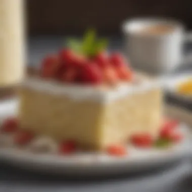 An array of traditional ingredients used in making Tres Leches Cake, emphasizing their freshness and quality.