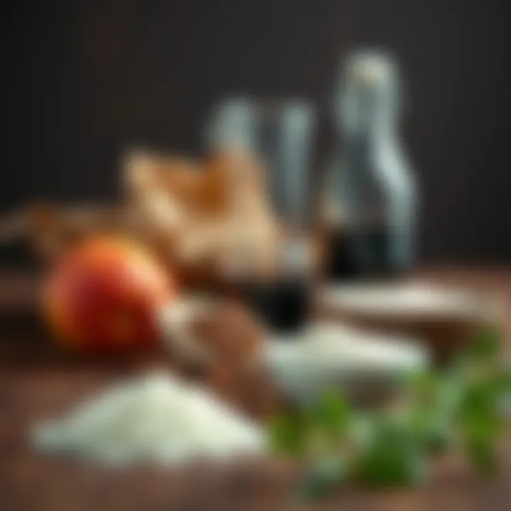 Ingredients for Stout Chocolate Cake Ingredients for stout chocolate cake displayed on a wooden table