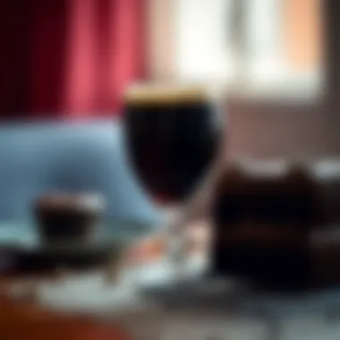 Stout Beer Pairing with Chocolate Cake A glass of stout beer paired with chocolate cake