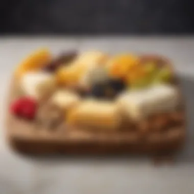 An elegant cheese platter paired with fruits and nuts.