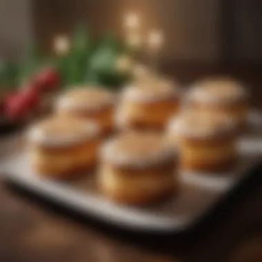 Beautifully arranged light cakes on a decorative table