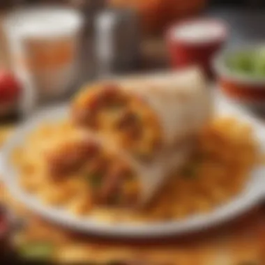Vibrant Frito Wrap Experience A vibrant Frito Wrap displayed on a colorful plate, highlighting the fast food experience.