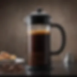 A beautifully crafted giant French press showcasing its sleek design and functionality