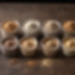 A visual comparison of various protein powders in different containers showcasing their unique textures and colors