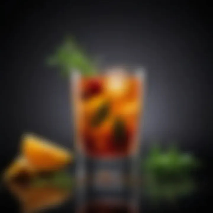 Artful garnishing of a Johnny Walker cocktail with herbs