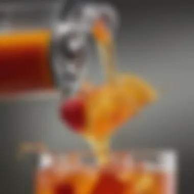 Vibrant Beverage Flowing from the Dispenser Close-up of colorful punch being dispensed