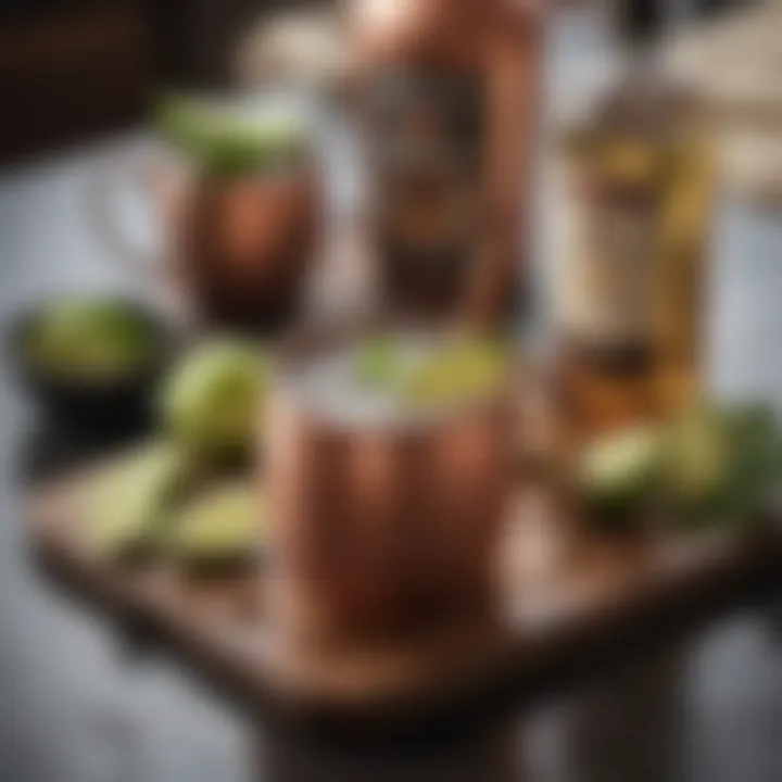 An assortment of fresh ingredients for making a Moscow Mule