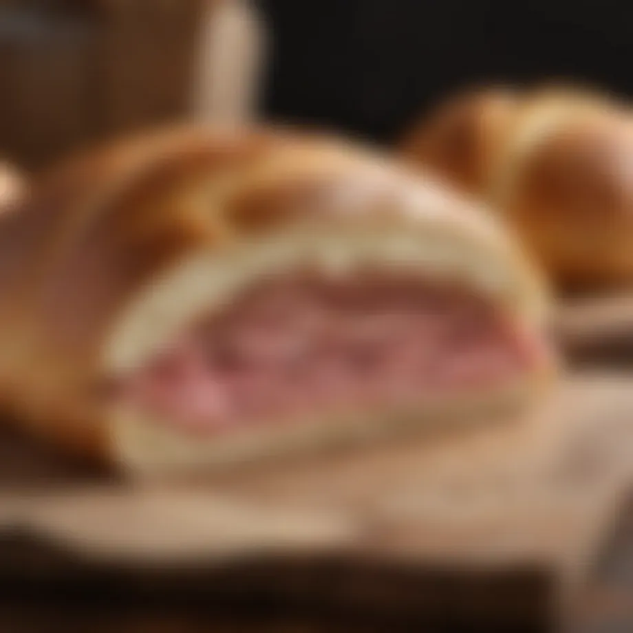 Artisan bread with layers of savory ham