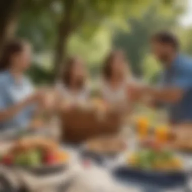 Group enjoying a delightful picnic in a scenic park